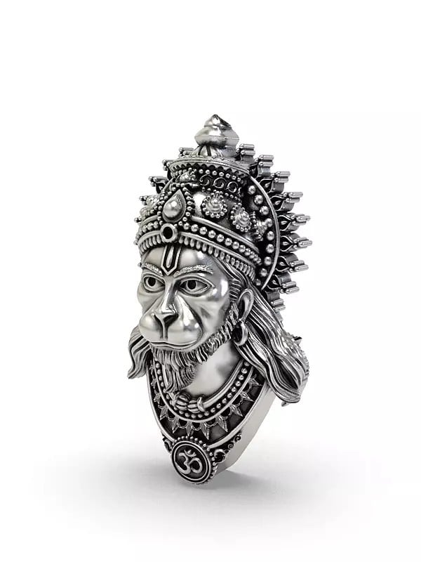 Exotic India Lord Hanuman Face Sterling Silver Pendant