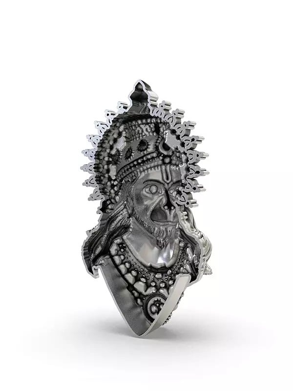 Exotic India Lord Hanuman Face Sterling Silver Pendant