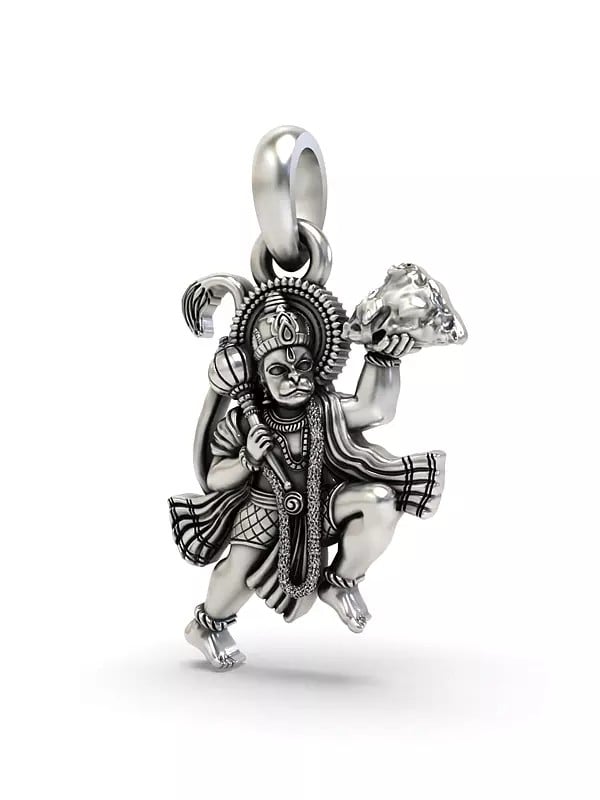 Exotic India Lord Hanuman Lifting Sanjivani Mountain Pendant