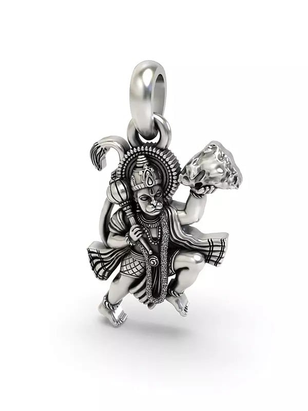 Exotic India Lord Hanuman Lifting Sanjivani Mountain Pendant