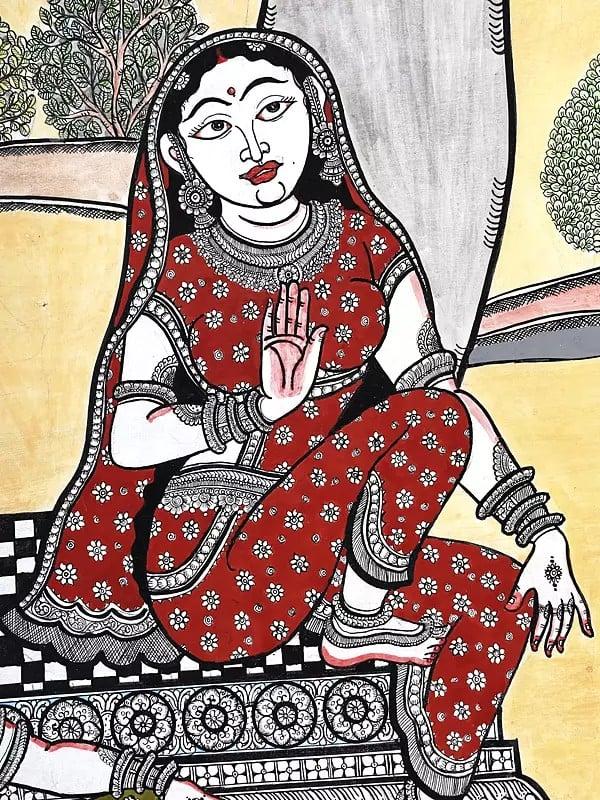 Exotic India Lord Hanuman Meets Devi Maa Sita In Ashok Vatika | Superfine Pattachitra Painting From Odisha 