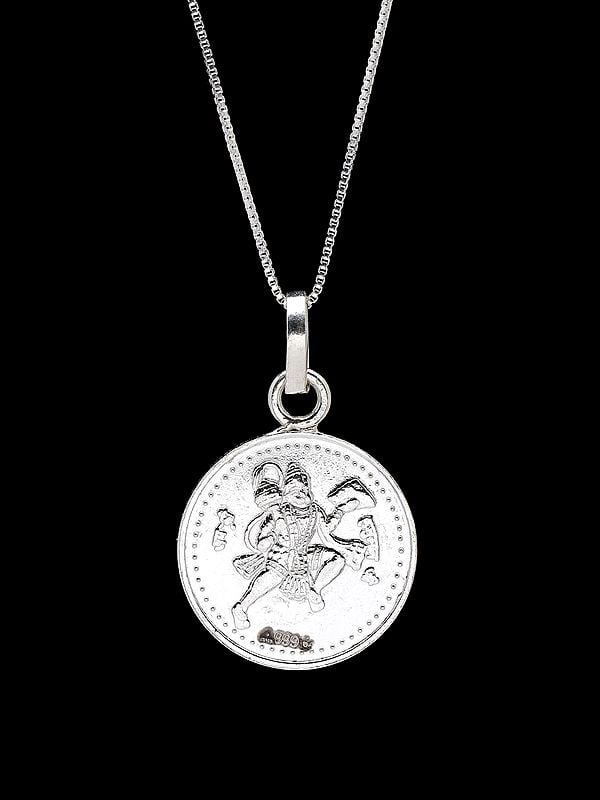 exotic india Lord Hanuman Pendant with Yantra on Reverse (Two Sided Pendant)