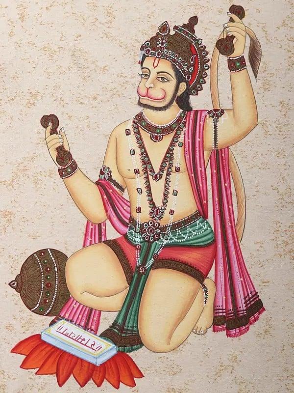 Exotic India Lord Hanuman Singing Bhajans | Watercolor Painting 