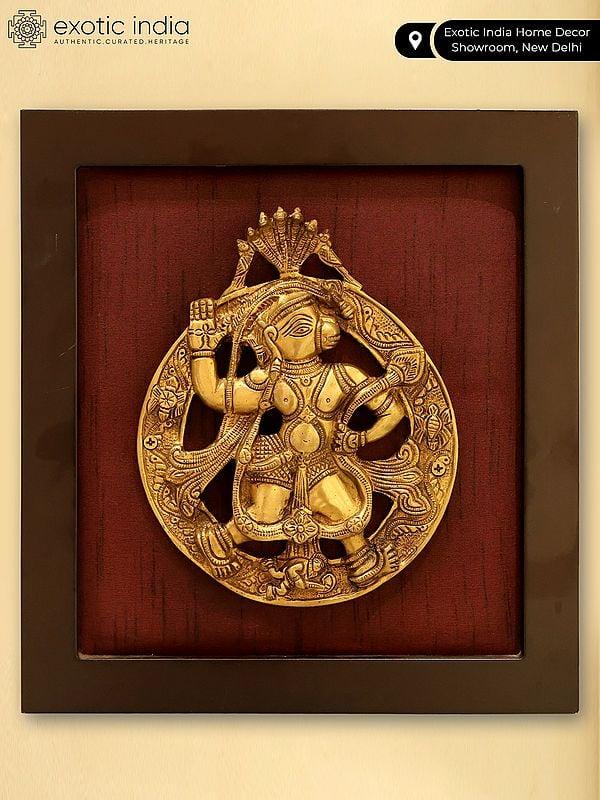 Exotic India Lord Hanuman Under Serpent Plate | Wall Hanging With Frame 