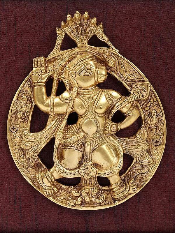 Exotic India Lord Hanuman Under Serpent Plate | Wall Hanging With Frame 