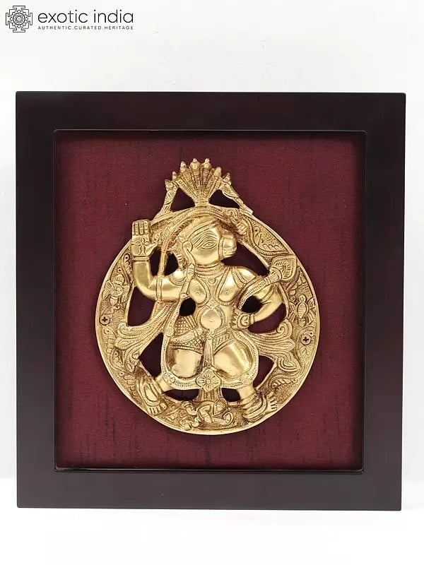 exotic india Lord Hanuman Under Serpent Plate | Wall Hanging with Frame 