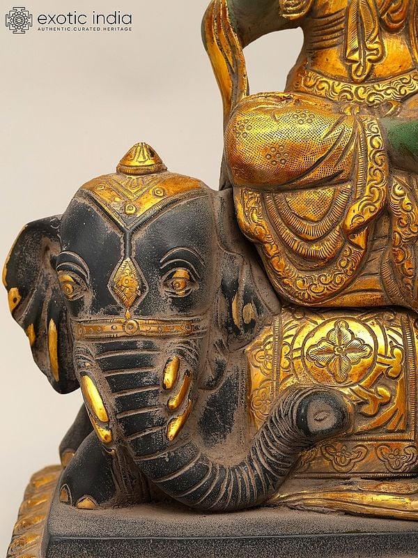 Exotic India Lord Indra Seated On Airavat | Brass Statue 