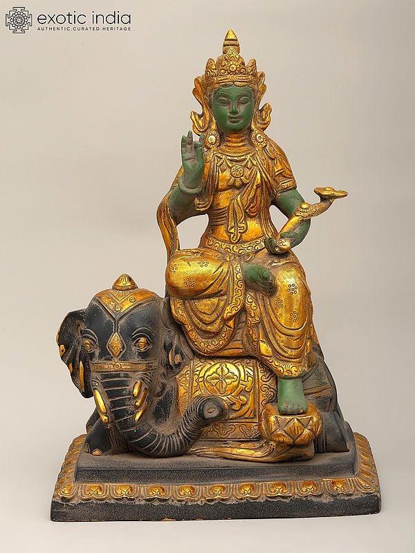 exotic india Lord Indra Seated on Airavat | Brass Statue 
