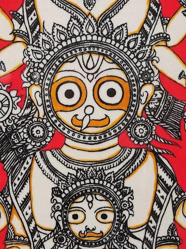 Exotic India Lord Jagannath Subhadra And Balabhadra | Framed Pattachitra Painting | Watercolor On Silk 