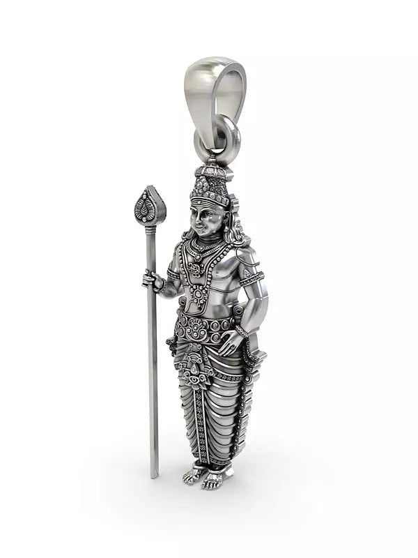 Exotic India Lord Kartikeya - God Of Victory And War Pendant 