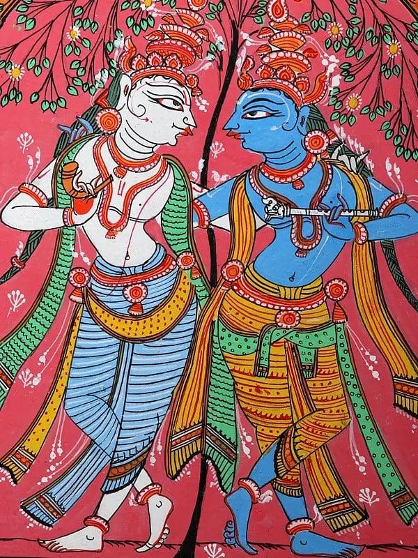 Exotic India Lord Krishna And Balaram | Pattachitra Painting From Odisha