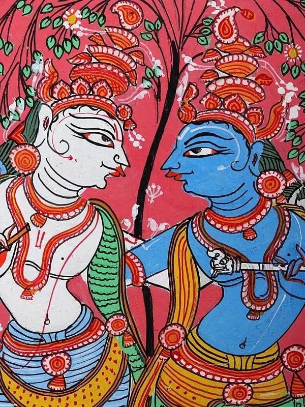 Exotic India Lord Krishna And Balaram | Pattachitra Painting From Odisha