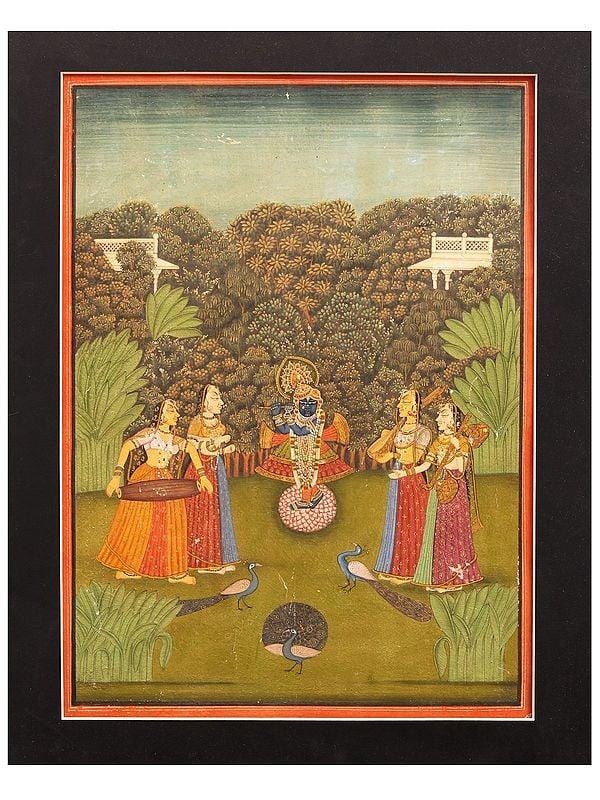 exotic india Lord Krishna as Shrinath Ji | Watercolor on Paper