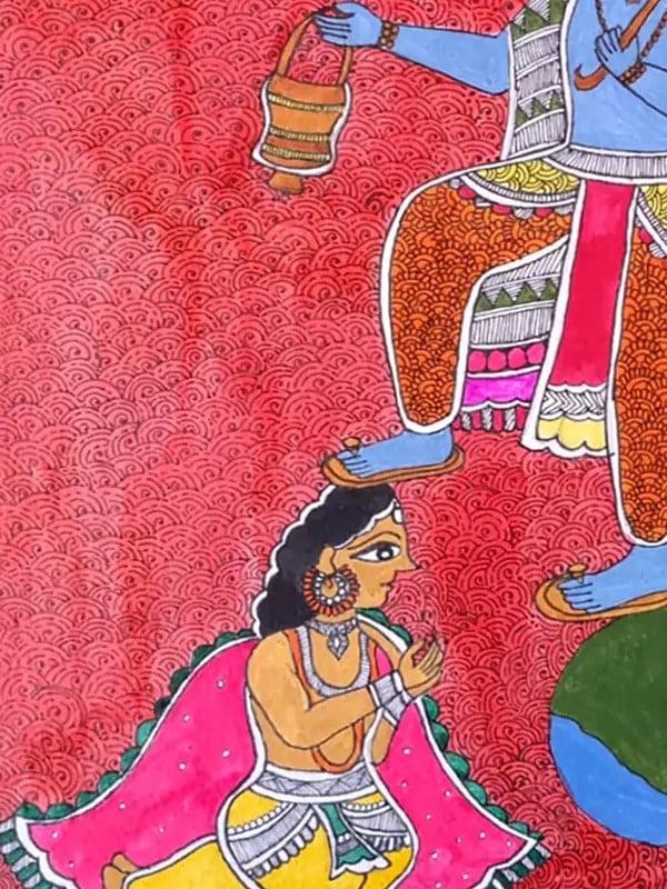 Exotic India Lord Krishna As Vamana Avatar | Acrylic On Handmade Paper | By Pallavi 