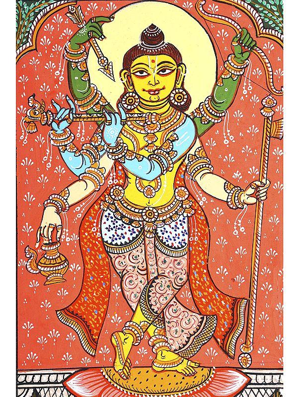 Exotic India Lord Krishna Composite Form With Rama And Parashurama | Pattachitra Painting 
