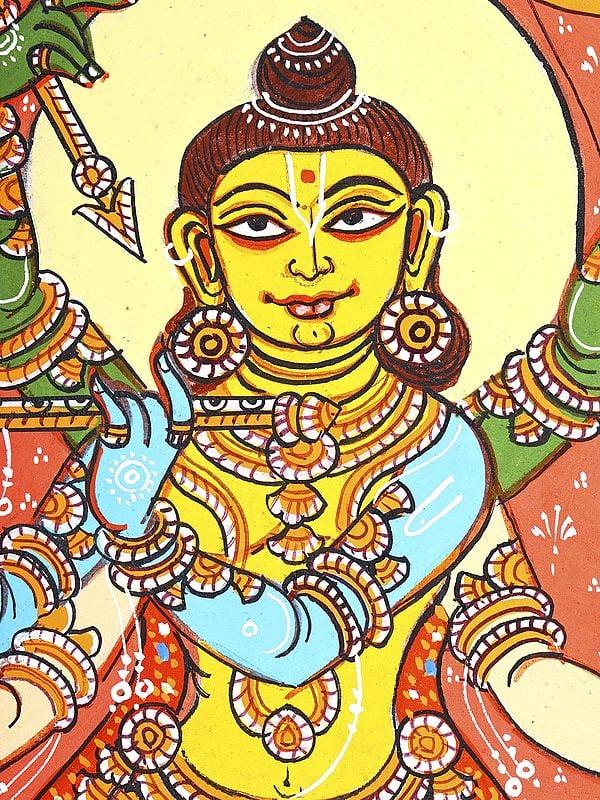 Exotic India Lord Krishna Composite Form With Rama And Parashurama | Pattachitra Painting 