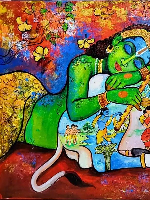 Exotic India Lord Krishna Leela | Acrylic On Canvas | By Arjun Das 
