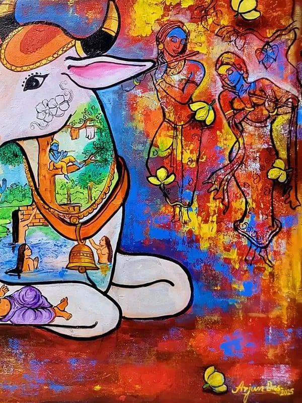 Exotic India Lord Krishna Leela | Acrylic On Canvas | By Arjun Das 