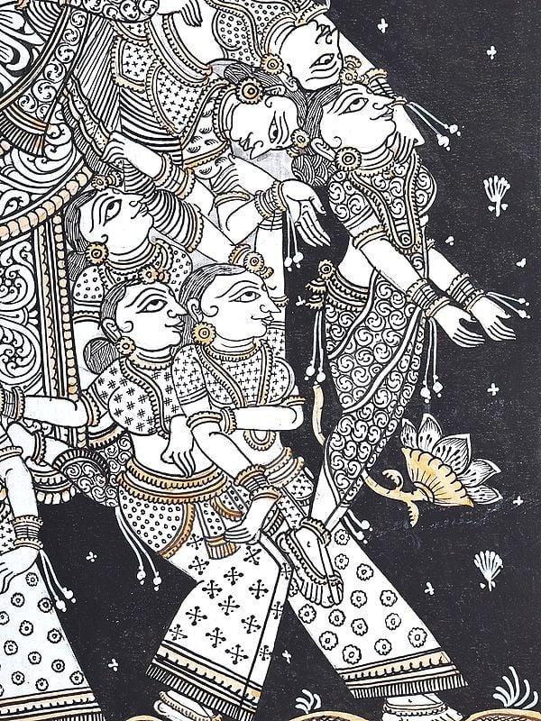 Exotic India Lord Krishna On Nari Kunjar | Pattachitra Painting