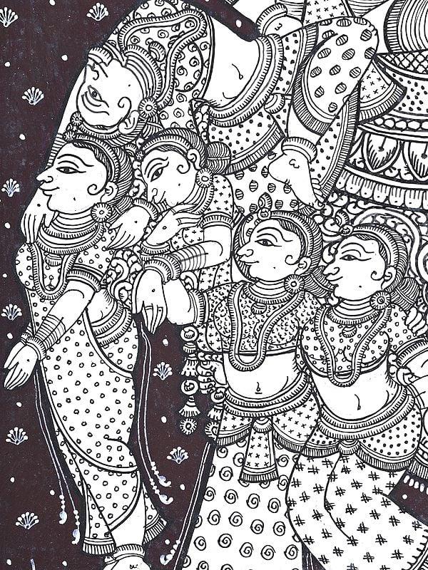 Exotic India Lord Krishna On Pashu Kunjar | Pattachitra Painting