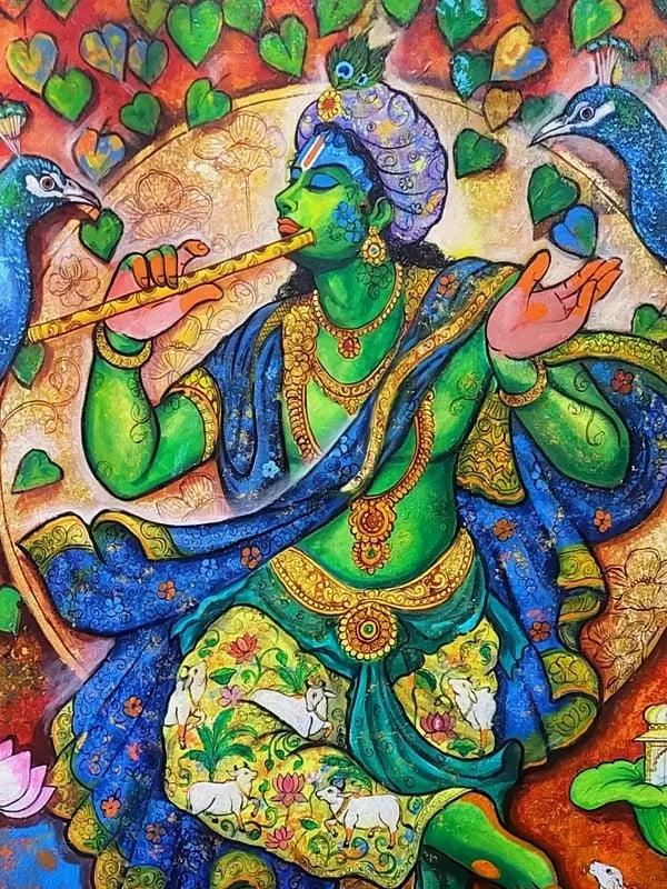 Exotic India Lord Krishna's Raas Leela | Acrylic On Canvas | By Arjun Das 
