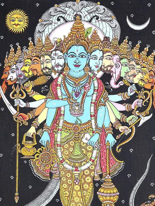 Exotic India Lord Krishna Showing Vishvarupa To Arjuna | Pattachitra Painting