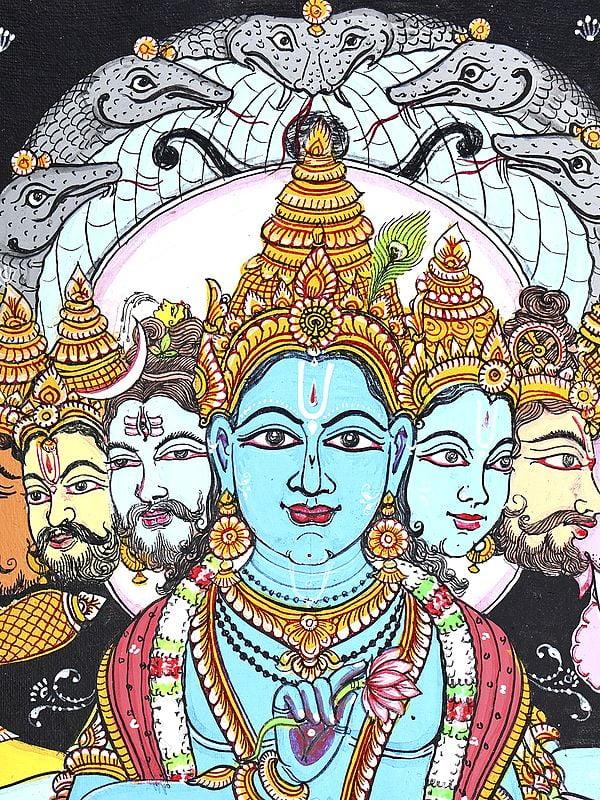 Exotic India Lord Krishna Showing Vishvarupa To Arjuna | Pattachitra Painting