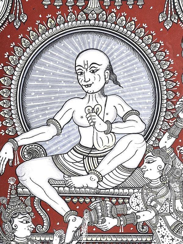 Exotic India Lord Krishna Washing Sudama's Feet As A Sign Of Their Deep Friendship | Pattachitra Painting