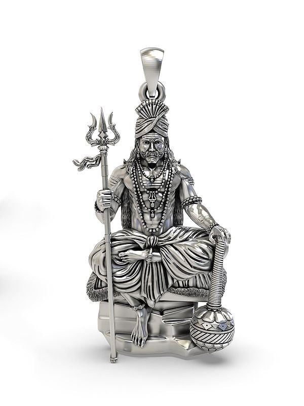 exotic india Lord Muneeswarar (Form of Deity Shiva) Pendant 