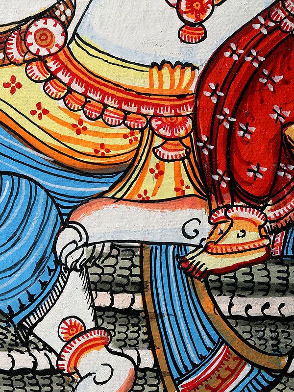 Exotic India Lord Narasimha With Lakshmi | Patachitra Painting