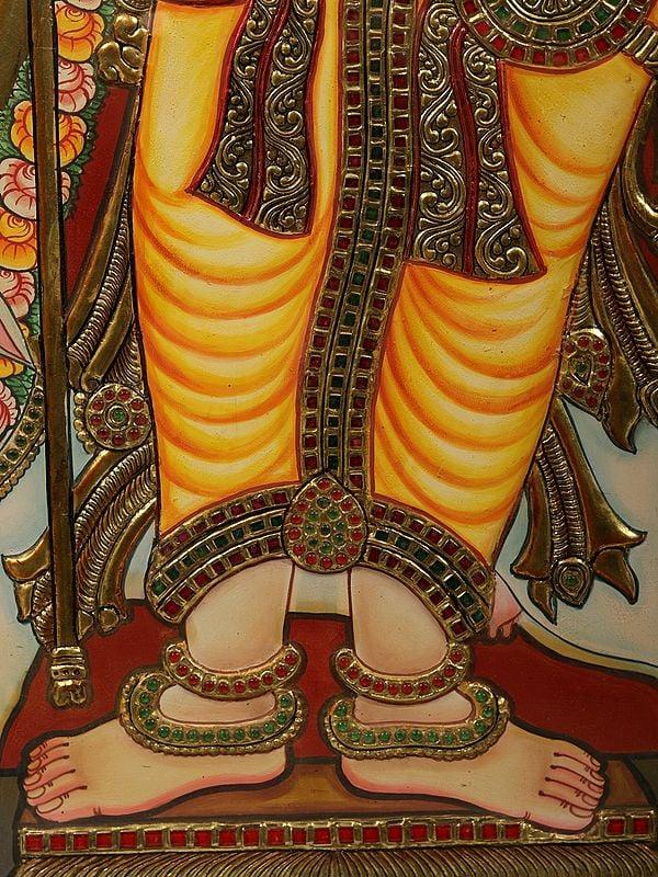 Exotic India Lord Rajamannar (Rajagopalaswamy) - A Form Of Lord Krishna | Tanjore Painting With Frame 