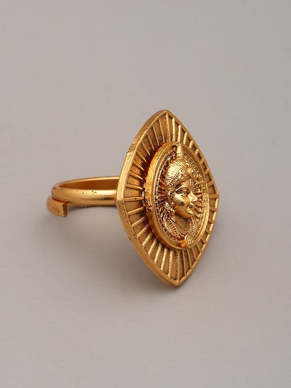 Exotic India Lord Rama Carved Brass Adjustable Ring 