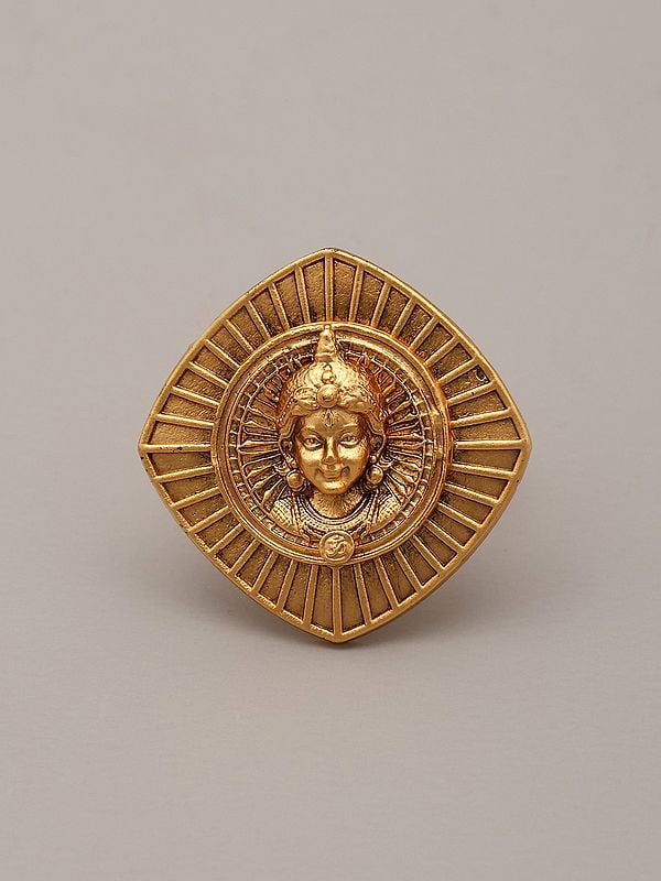 exotic india Lord Rama Carved Brass Adjustable Ring