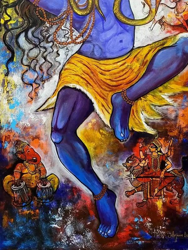 Exotic India Lord Shiv Tandav (Divine Dance) | Acrylic On Canvas | By Arjun Das 