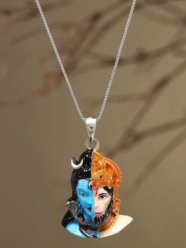 Exotic India Lord Shiva And Lord Hanuman Enamelled Pendant 