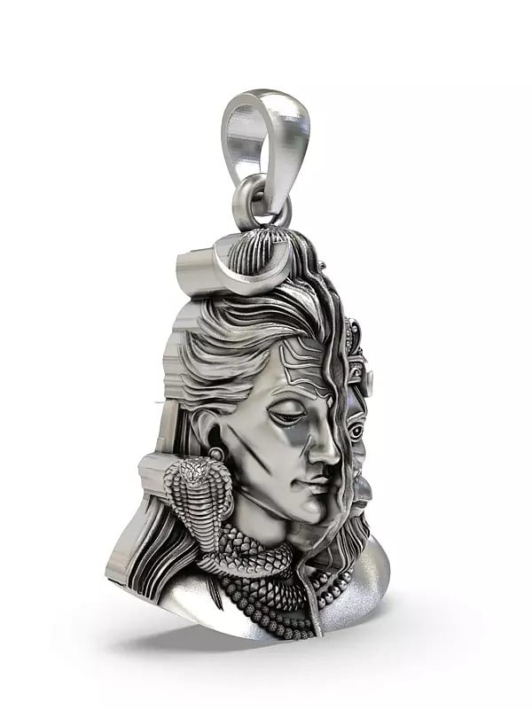 Exotic India Lord Shiva And Lord Hanuman Sterling Silver Pendant 