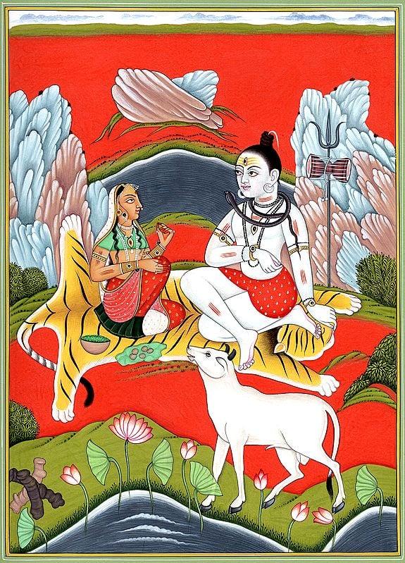 exotic india Lord Shiva and Parvati on Mount Kailash 