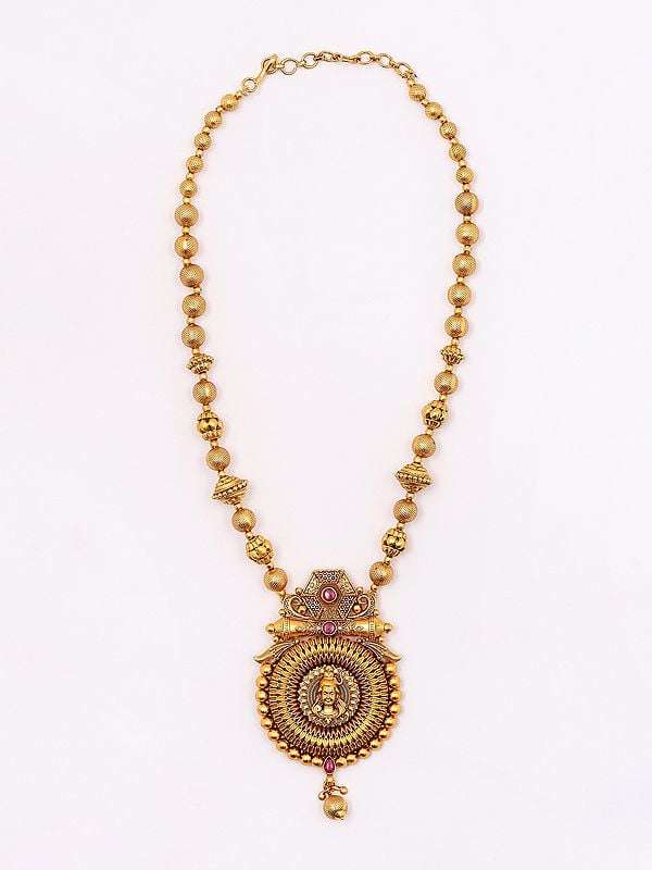 Exotic India Lord Shiva Face Brass Necklace Set With Earrings