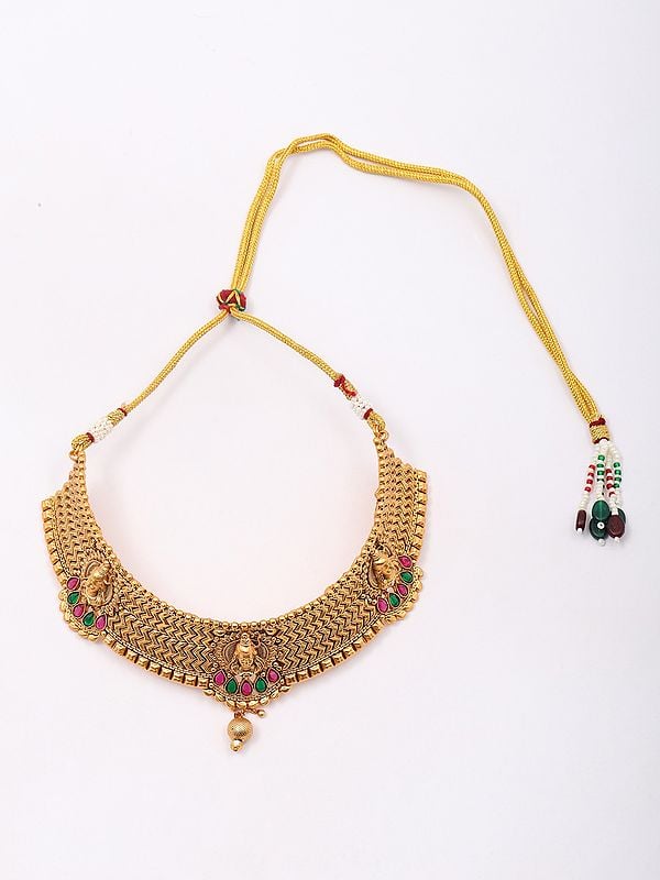 Exotic India Lord Shiva Face Choker Set With Earring And Mangtika