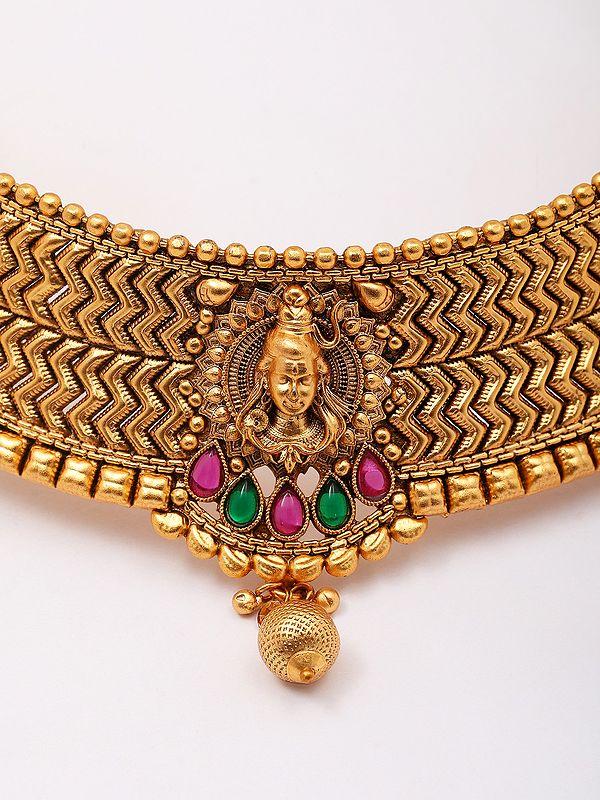 Exotic India Lord Shiva Face Choker Set With Earring And Mangtika