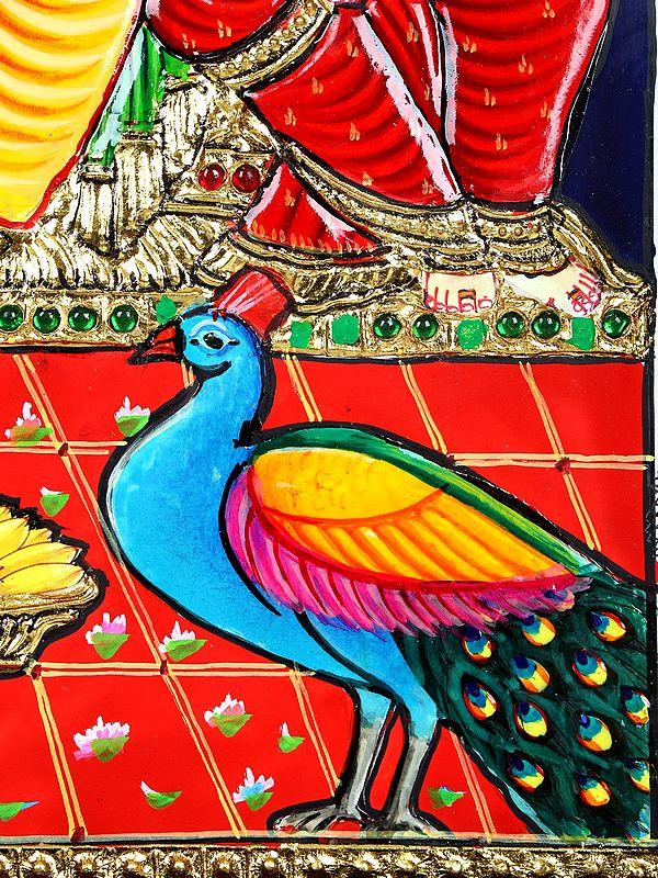Exotic India Lord Shiva Family | 24 Karat Gold Work | Framed Tanjore Painting