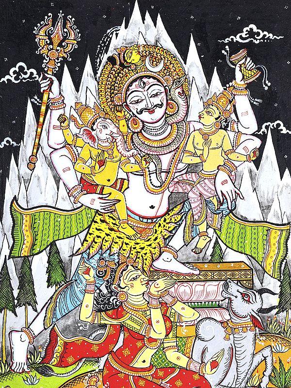 Exotic India Lord Shiva Family | Pattachitra Painting