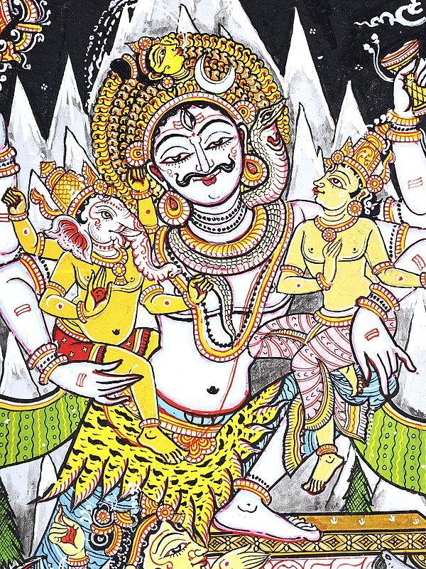Exotic India Lord Shiva Family | Pattachitra Painting