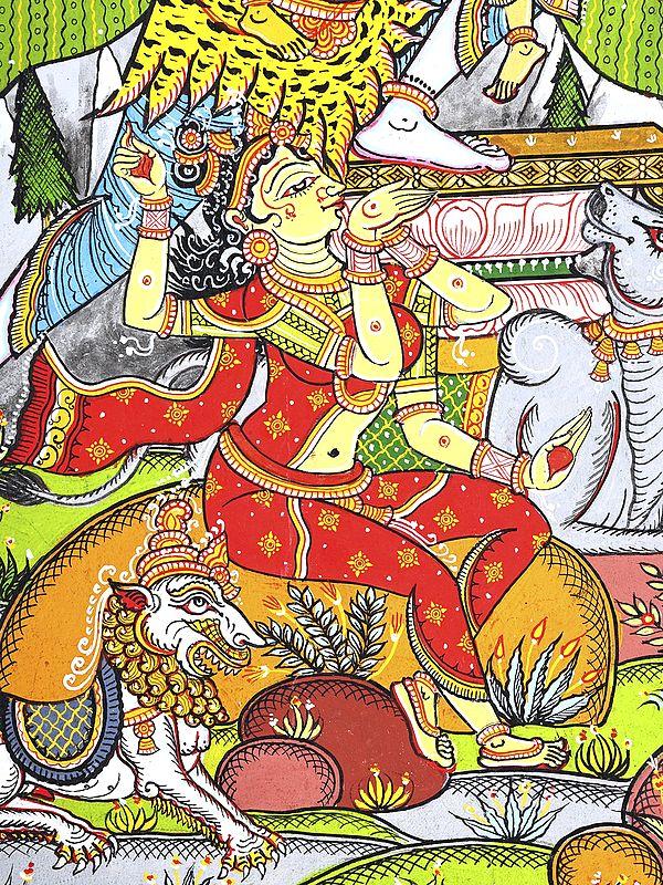 Exotic India Lord Shiva Family | Pattachitra Painting