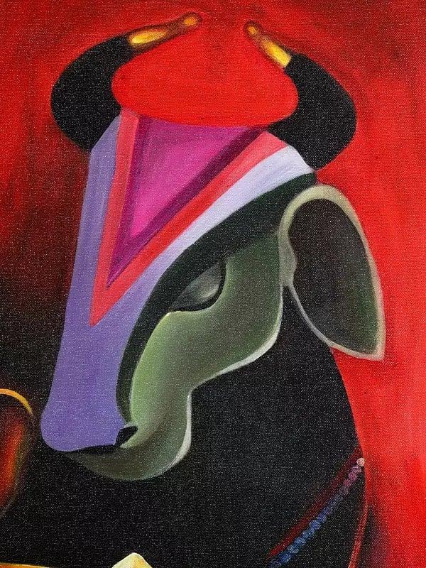 Exotic India Lord Shiva With Baby Ganesha And Nandi | Oil Painting 