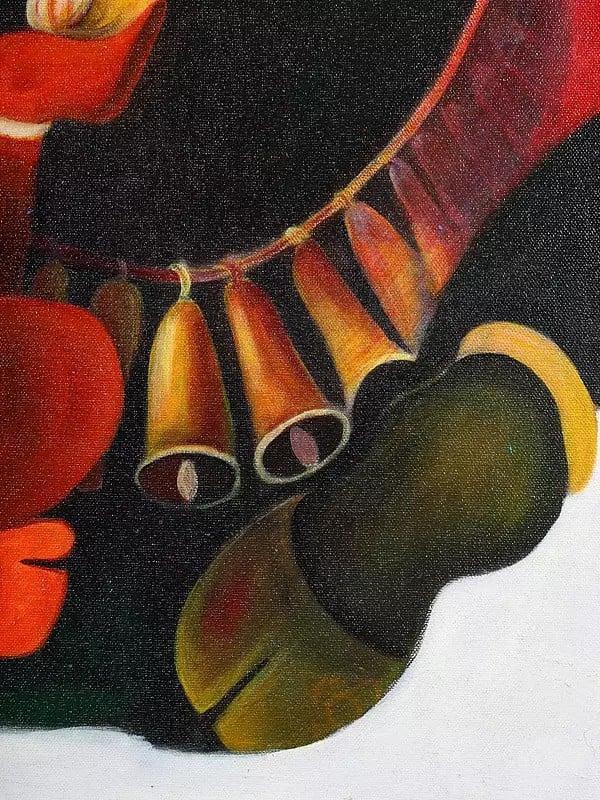 Exotic India Lord Shiva With Baby Ganesha And Nandi | Oil Painting 