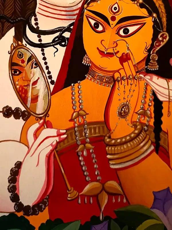 Exotic India Lord Shiva With Goddess Parvati | Acrylic On Canvas | By Debasish Mazumder 