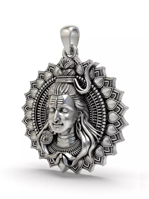 Exotic India Lord Shiva With Mandala Sterling Silver Pendant