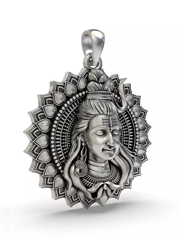 Exotic India Lord Shiva With Mandala Sterling Silver Pendant