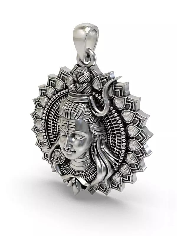 Exotic India Lord Shiva With Mandala Sterling Silver Pendant